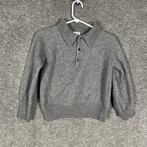 Tricot Sweater Kids Small Gray Cashmere Henley Knit Collar Made Italy Pullover
